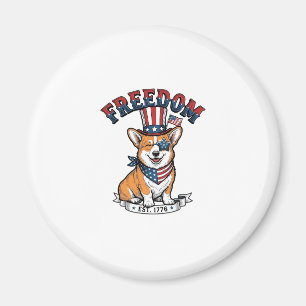 Imã Camiseta Vintage Gravura Patriota Liberdade Corgi_