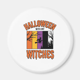 Imã Camiseta Vintage Halloween Bruxas Vassoura de Brux