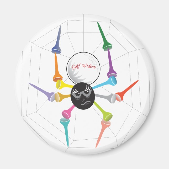 Imã Camisetas de aranha de viúva preta de golfe (Frente)