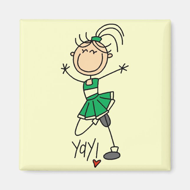Imã Camisetas e Presentes de Cheerleader Verde (Frente)