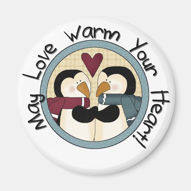 Imã Camisetas e presentes de Natal de Pinguin Love (Frente)