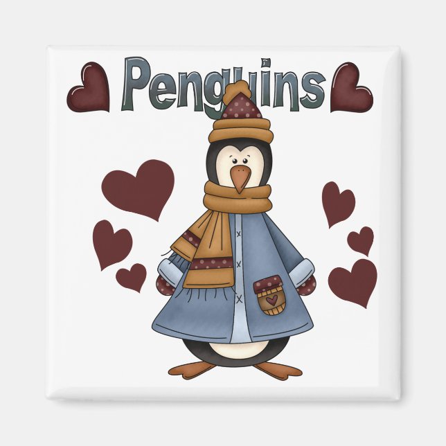 Imã Camisetas e presentes de pinguim de inverno (Frente)