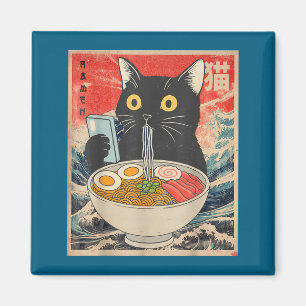 Imã Camisetas engraçadas de ramen de gato japonês kawa