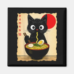 Imã Camisetas Gráficas de Gato Anime Ramen Japonesas E
