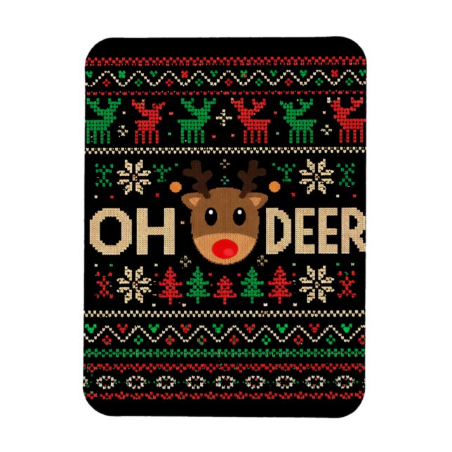 Ímã Camisola Feia de Natal Oh Deer Puzzle (Vertical)
