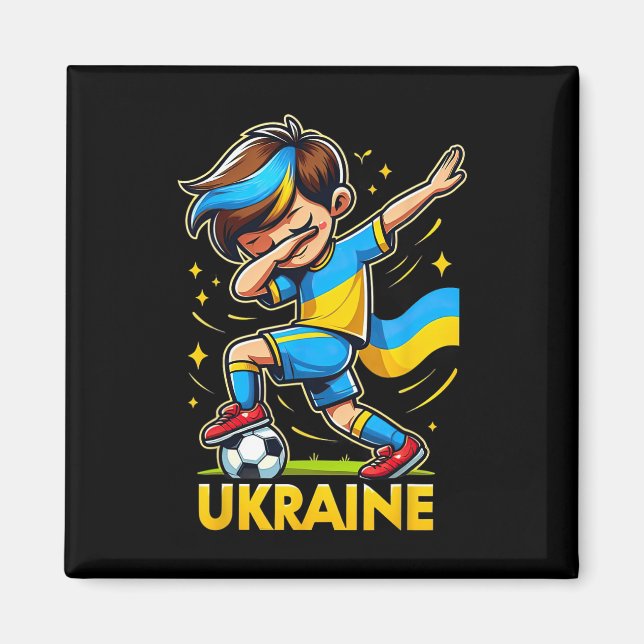 Imã Camisola infantil Dabbing Ukraina de futebol com U (Frente)