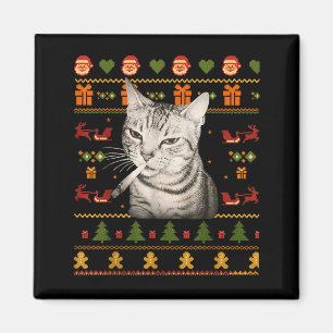 Imã Camisolas Feias de Natal para Gatos Engraçados Fum