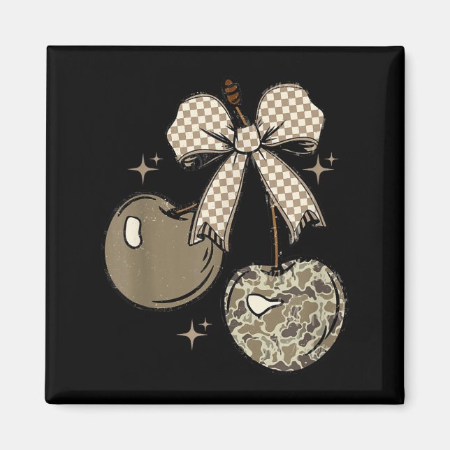 Imã Camo Checkered Cherry Bow, Hunting,checkered Patte (Frente)