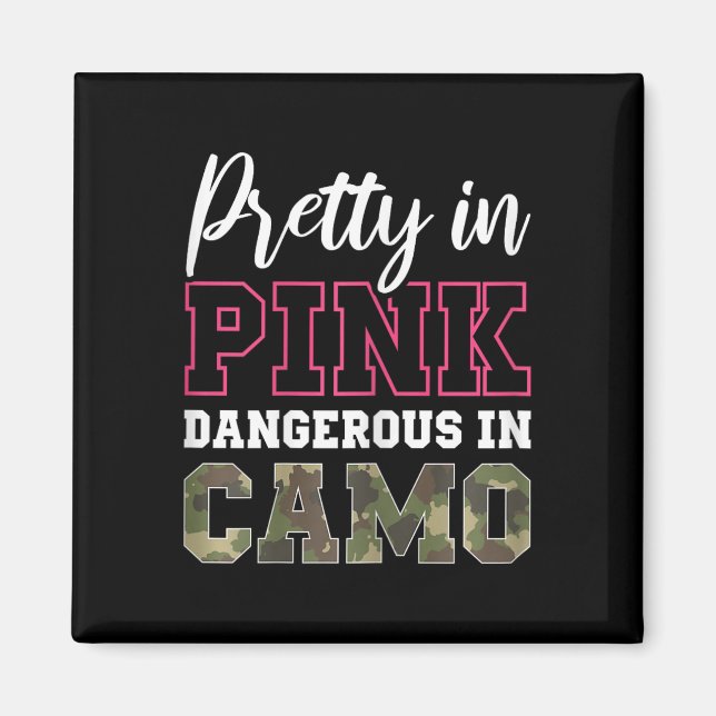 Imã Camo Engraçado Caça Gráfico Rosa Para Mulheres E R (Frente)