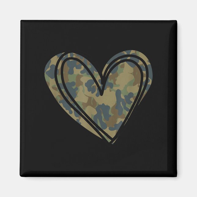 Imã Camo Print Heart Valentines Day  (Frente)