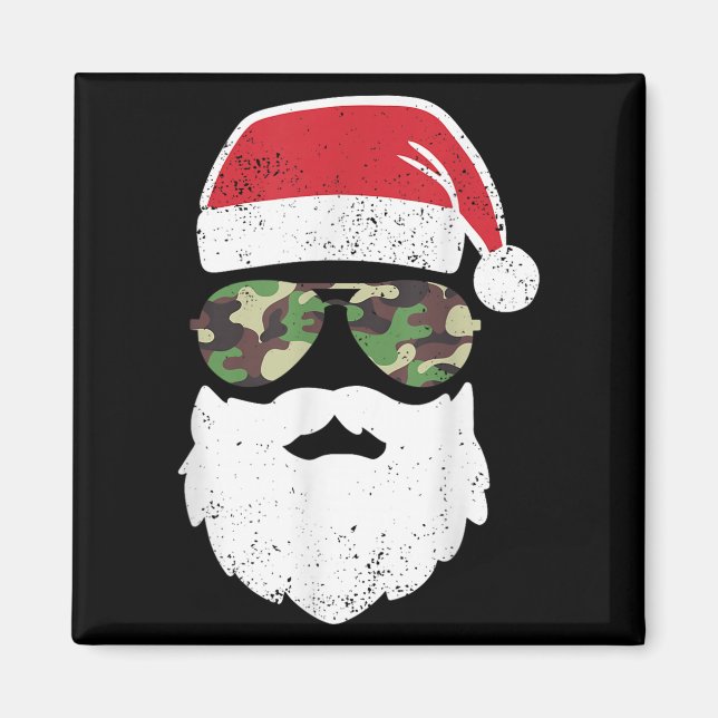 Imã Camo Santa Claus Sungles Engraçado Camo Natal Camo (Frente)