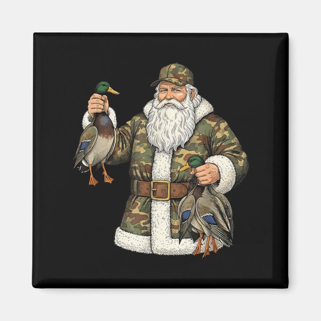Imã Camo Santa Mallard Duck Hunting Christmas Hunter G (Frente)