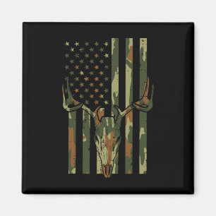 Imã Camo USA Flag Deer Skull Vintage Caça Patriótica