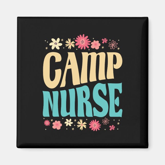 Imã Camp Nurse Floral Outfit Summer Camping Registered (Frente)