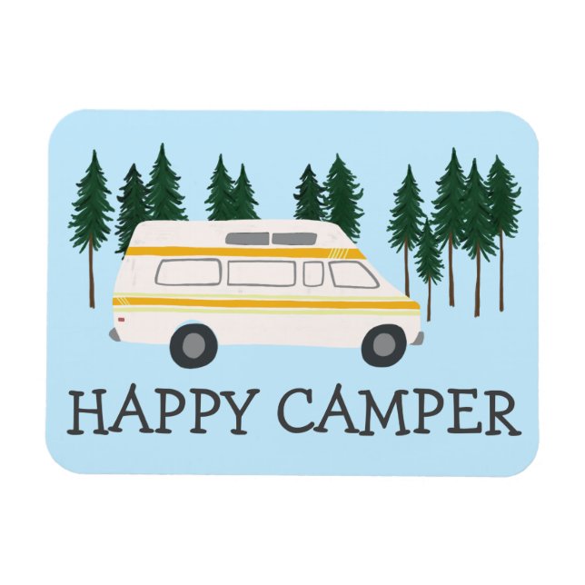 Ímã CAMPER FELIZ Vanlife RVing Motorhome Trees (Horizontal)