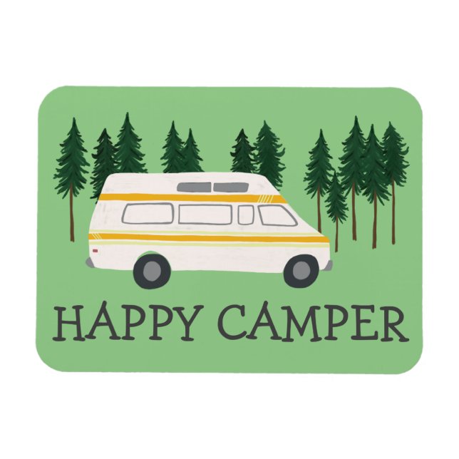 Ímã CAMPER FELIZ Vanlife RVing Motorhome Trees (Horizontal)
