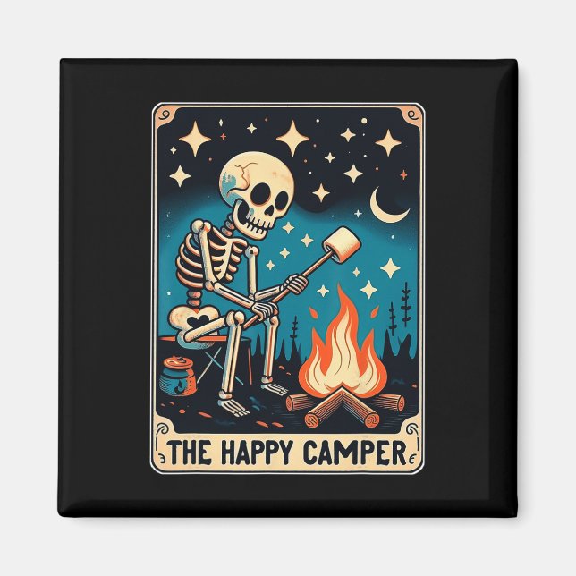Imã Camper Tarot Card Skeleton Camper Camper Engraçado (Frente)