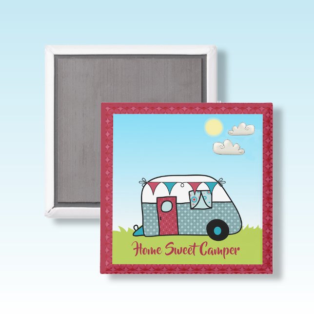 Imã Camper Vermelho e Teal (Criador carregado)