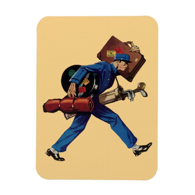 Ímã Campingainete Antigo Uniformizado, Mala e Taco de  (Vertical)