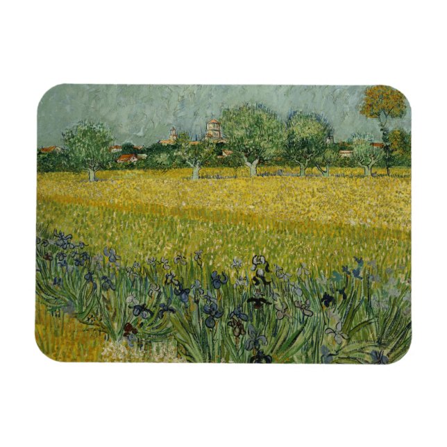 Ímã Campo com flores perto de Arles Premium Magnet (Horizontal)