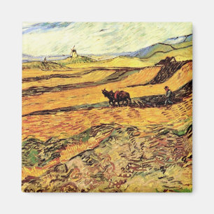 Imã Campo com Lavrador e Moinho por Vincent van Gogh