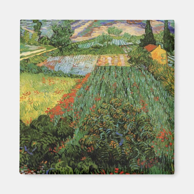 Imã Campo com Poppies por Vincent van Gogh (Frente)