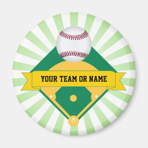Imã Campo de basebol verde com nome feito sob
