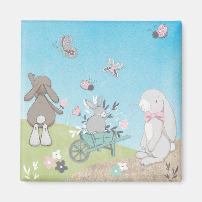 Imã Campo de coelhos primavera (Frente)