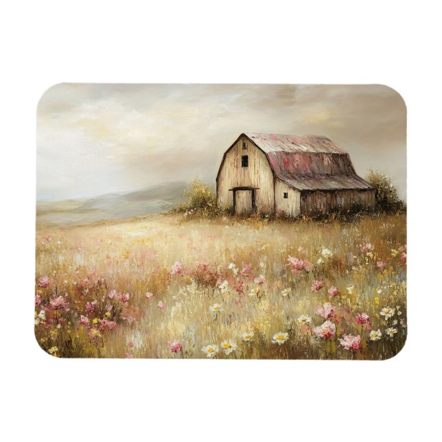 Ímã Campo de Flor Selvagem Russo Branca Flexível (Horizontal)