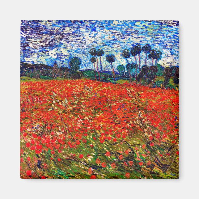 Imã Campo de Flor Vermelho, Van Gogh (Frente)