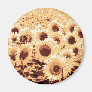 Imã Campo de girassóis - tom de sépia, camelo e cast