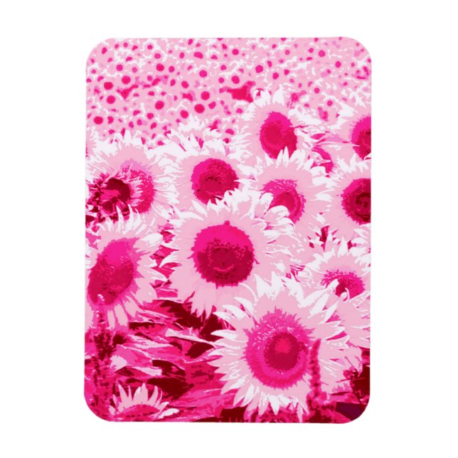 Ímã Campo de girassóis - tons de rosa fuchsia (Vertical)