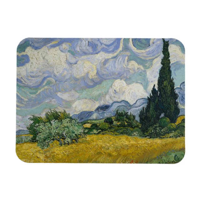 Ímã Campo de Trigo com Ciprestes, Pintura a Óleo, Van  (Horizontal)