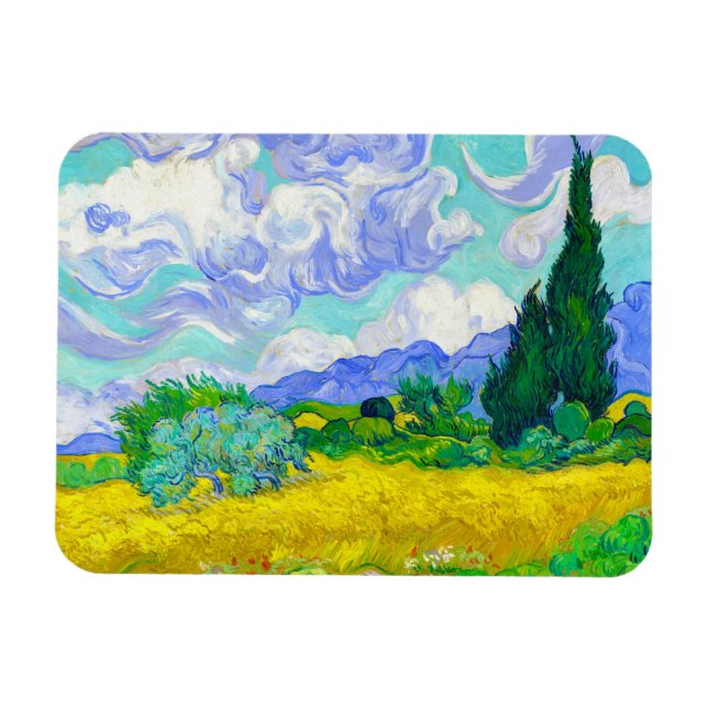 Ímã Campo de trigo com ciprestes por Vincent Van Gogh (Horizontal)