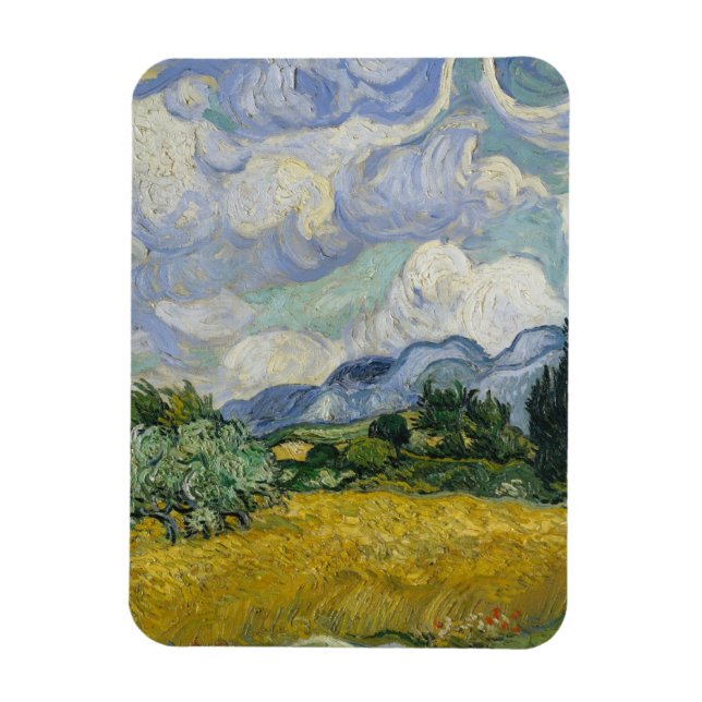 Ímã Campo de trigo com ciprestes por Vincent van Gogh (Vertical)