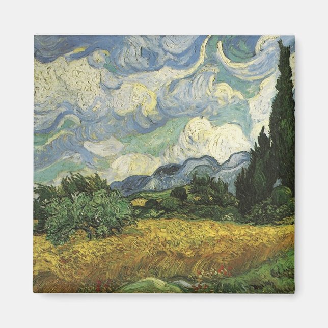 Imã Campo de trigo com ciprestes, Vincent Van Gogh (Frente)