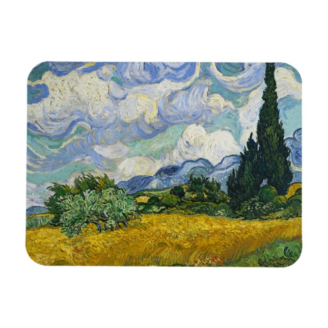 Ímã Campo de trigo com ciprestes, Vincent van Gogh (Horizontal)