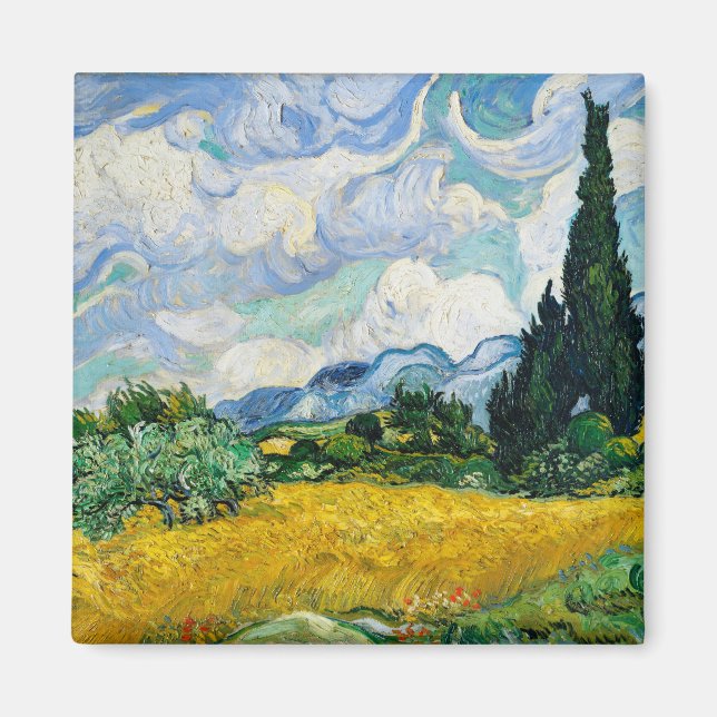 Imã Campo de trigo Van Gogh com ciprestes. Impressioni (Frente)
