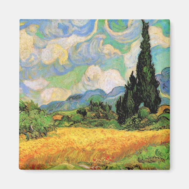 Imã Campo de trigo Van Gogh com ciprestes na Haute Gal (Frente)