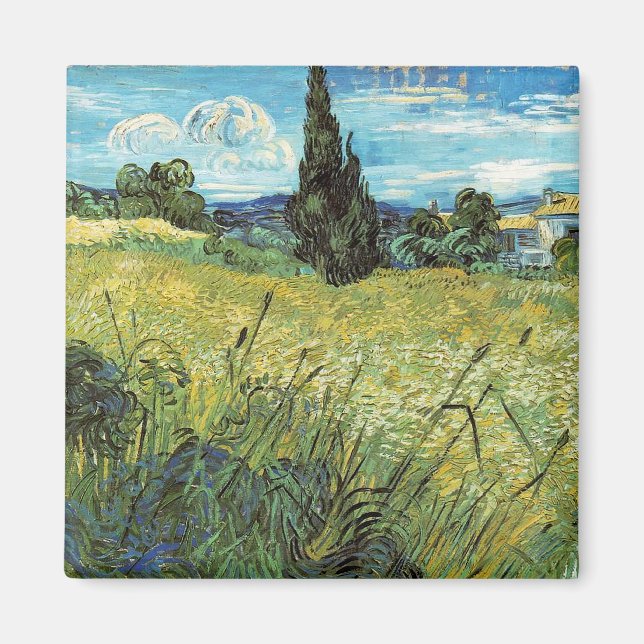 Imã Campo de trigo verde Vincent van Gogh (Frente)