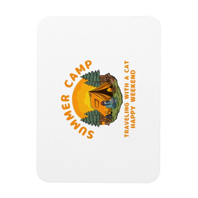 Ímã Campo de verão viajando com um gato (Vertical)