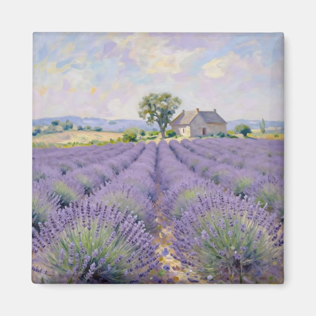 Imã Campos de Lavanda Provença Impressionista Chalé (Frente)