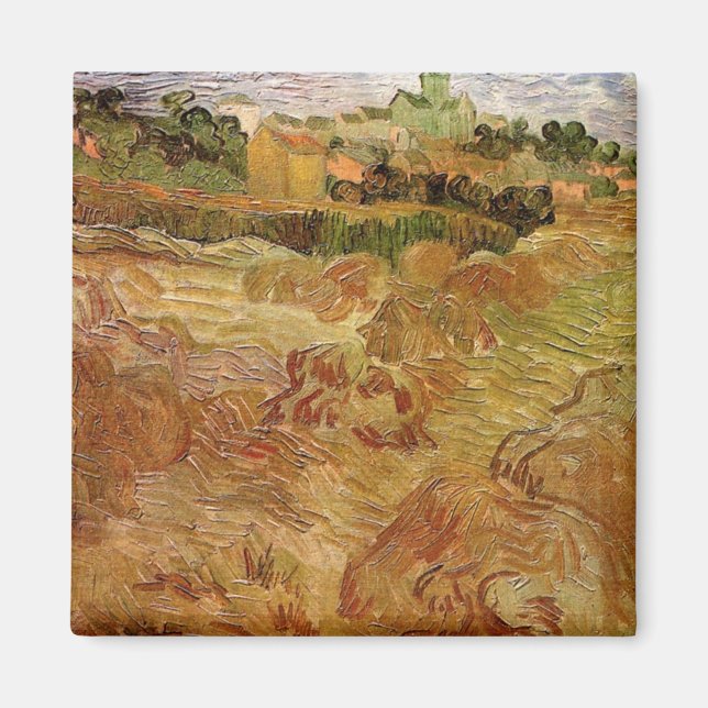 Imã Campos de trigo com Auvers por Vincent van Gogh (Frente)