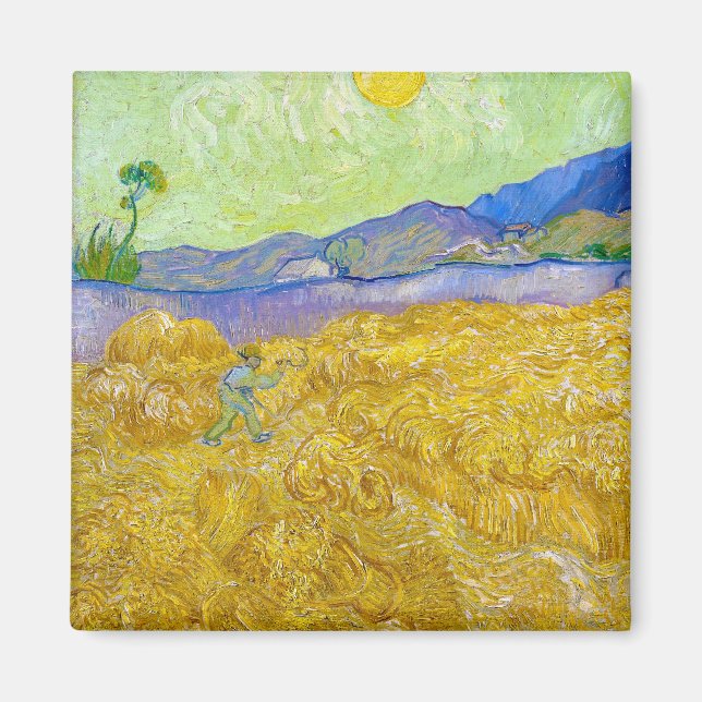 Imã Campos de Trigo com Ceifador no Sunrise Van Gogh (Frente)