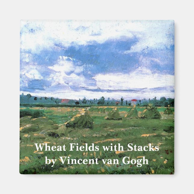 Imã Campos de trigo com Haystacks por Vincent van Gogh (Frente)