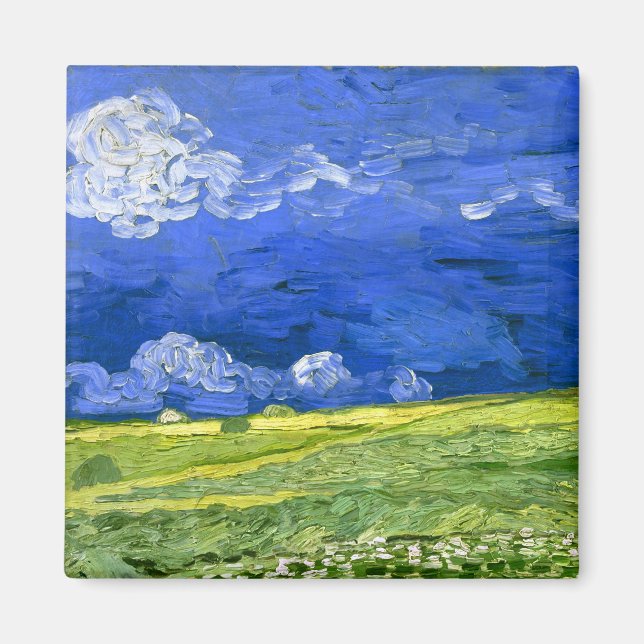 Imã Campos De Trigo Sob Arte Bela Nublada Sky Van Gogh (Frente)