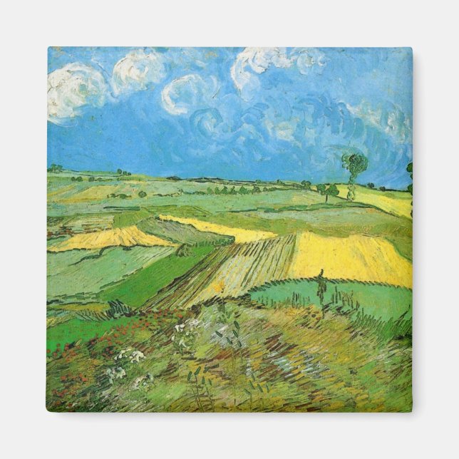 Imã Campos de trigo Van Gogh em Auvers sob céu nublado (Frente)