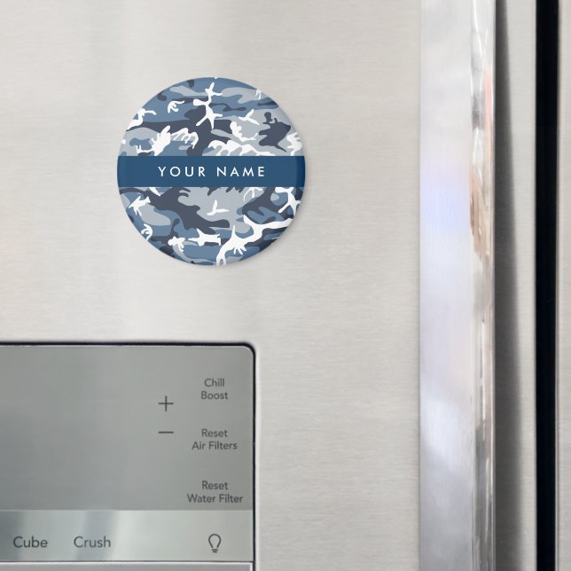 Imã Camuflagem Azul de Neve Inverno Seu nome Personali (In Situ (Fridge))