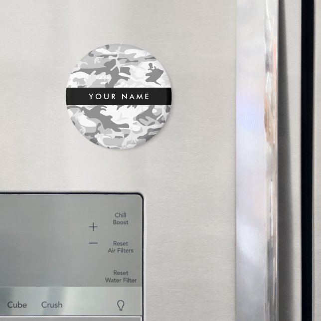 Imã Camuflagem Cinza Neve de Inverno Personalize seu n (In Situ (Fridge))
