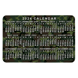 Ímã Camuflagem de Calendário Mensal 2024 Camuflagem Ve